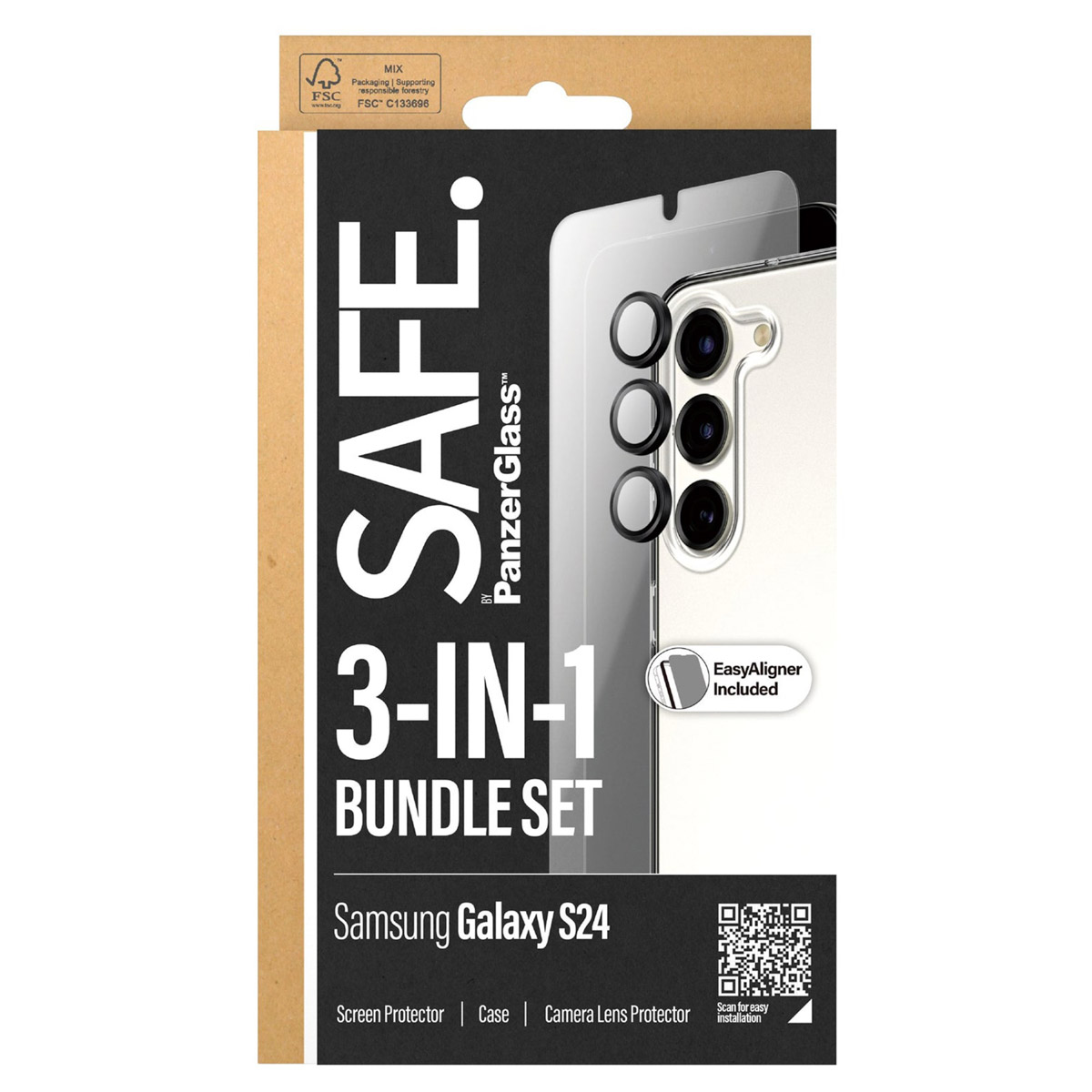 SAFE by PanzerGlass Safe 3-in-1 pack - Hoesje + screenprotector + camera protector Samsung Galaxy S24 - Transparant - Afbeelding 4