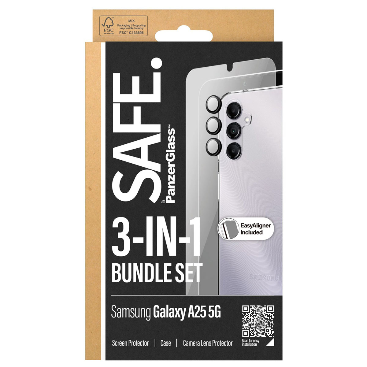 SAFE by PanzerGlass Safe 3-in-1 pack - Hoesje + screenprotector + camera protector Samsung Galaxy A25 (5G) - Transparant - Afbeelding 4