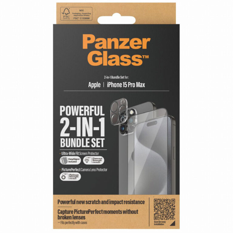 PanzerGlass 2 in 1 pack - Ultra-Wide Fit Anti-Bacterial Screenprotector incl. applicator + Camera Protector Apple iPhone 15 Pro Max - Afbeelding 2