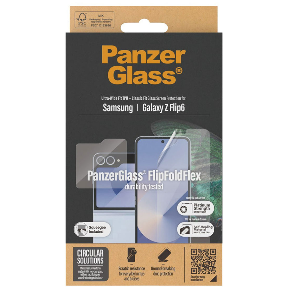 PanzerGlass Anti-Bacterial Case Friendly Screenprotector Samsung Galaxy Z Flip 6 / Flip 7 FE