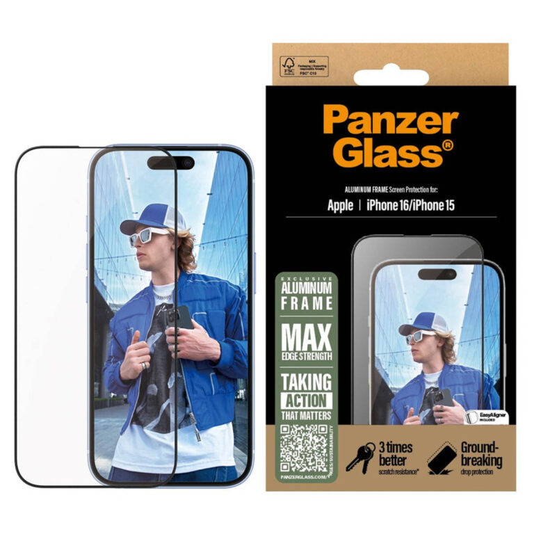 PanzerGlass Screenprotector Aluminium Frame Ultra Wide Fit met applicator Apple iPhone 16 - Afbeelding 2