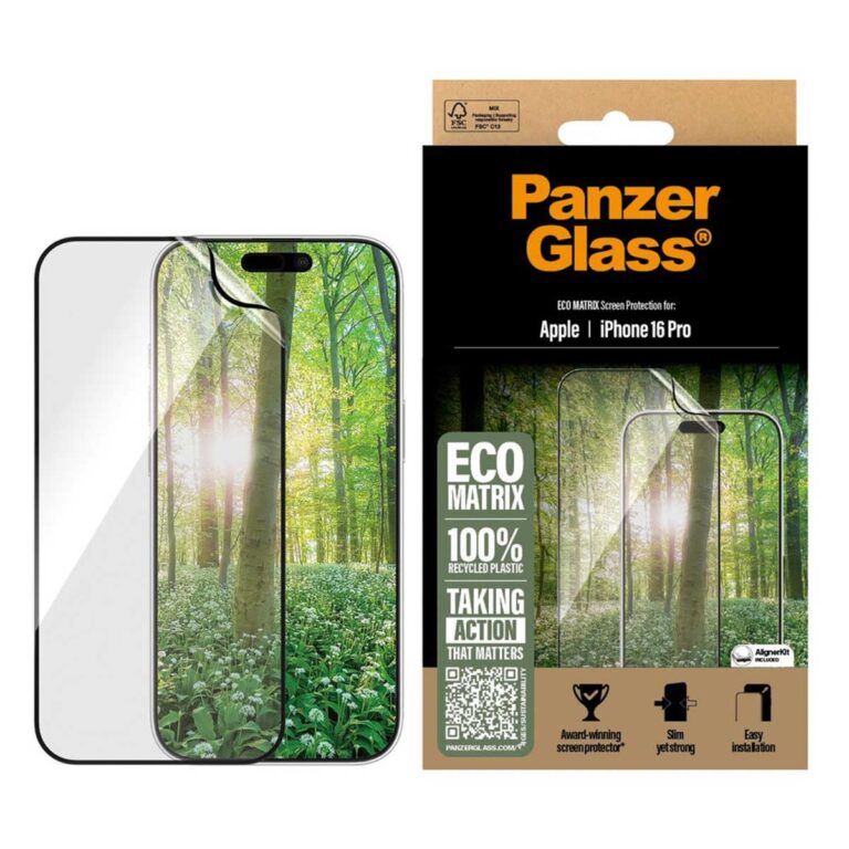 PanzerGlass Matrix Recycled Ultra-Wide Fit Anti-Bacterial Screenprotector incl. applicator Apple iPhone 16 Pro - Afbeelding 4