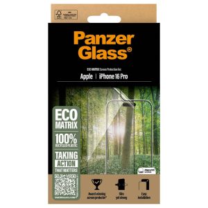 PanzerGlass Matrix Recycled Ultra-Wide Fit Anti-Bacterial Screenprotector incl. applicator Apple iPhone 16 Pro