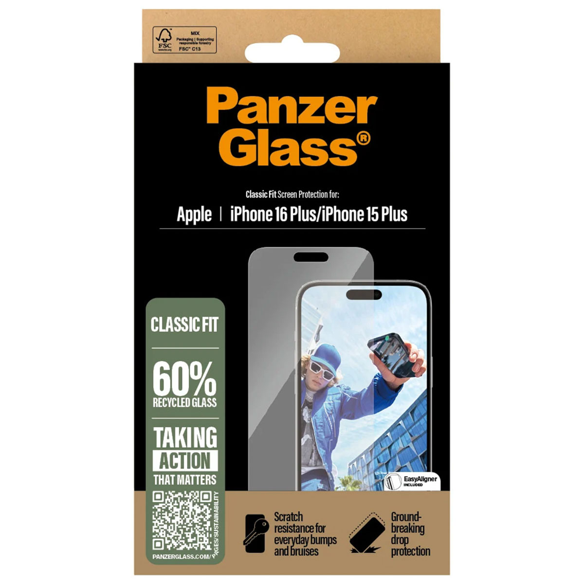 PanzerGlass Anti-Bacterial Screenprotector Apple iPhone 16 Plus