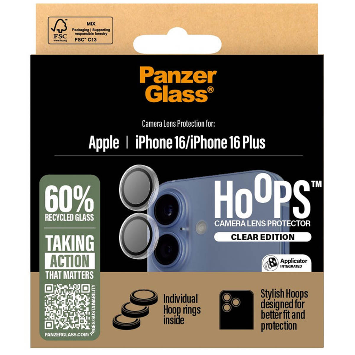 PanzerGlass Camera Protector Hoops Optic Rings Apple iPhone 16 / 16 Plus