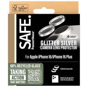 SAFE by PanzerGlass Camera Lens Protector Apple iPhone 16 / 16 Plus - Glitter Silver