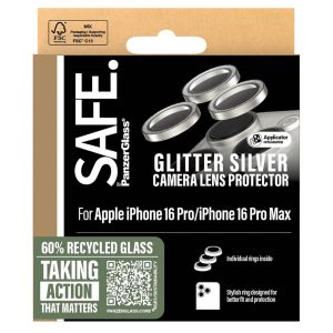 SAFE by PanzerGlass Camera Lens Protector Apple iPhone 16 Pro / 16 Pro Max - Glitter Silver