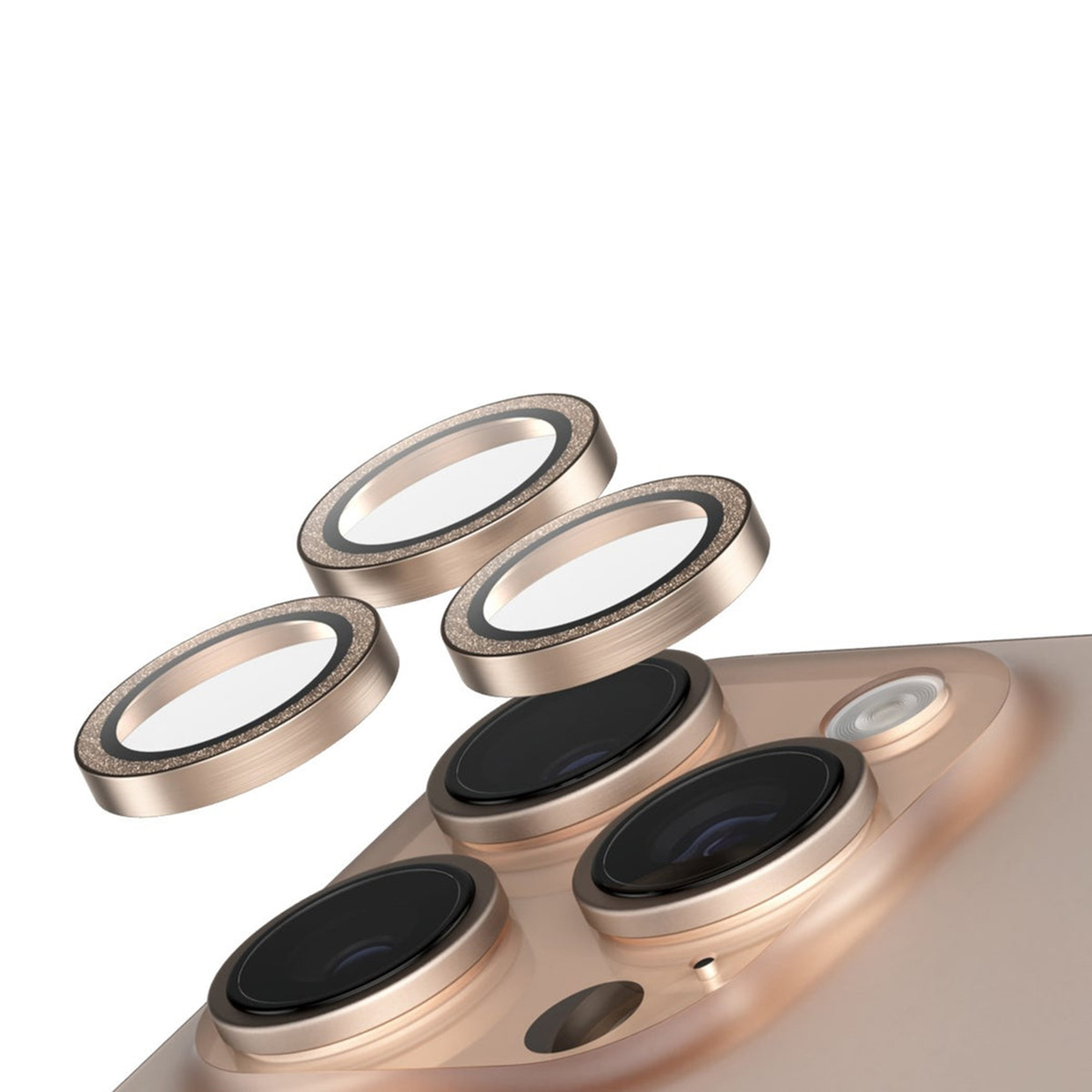 SAFE by PanzerGlass Camera Lens Protector Apple iPhone 16 Pro / 16 Pro Max - Glitter Gold - Afbeelding 2