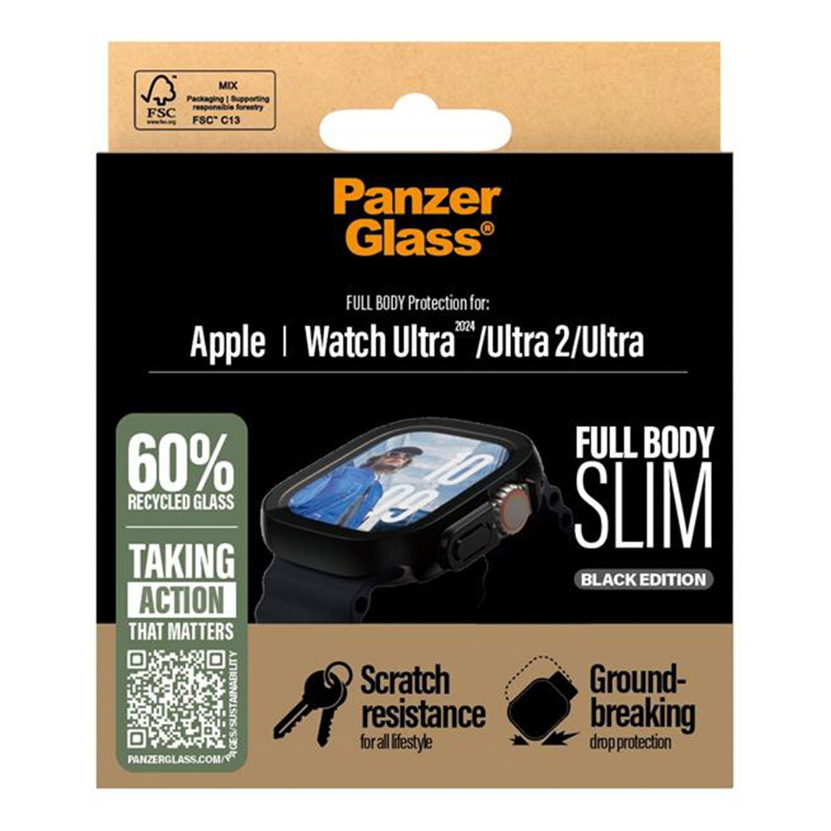 PanzerGlass Full Body Case Slim Apple Watch Ultra / Ultra 2 / Ultra 3 - 49 mm - Zwart - Afbeelding 4