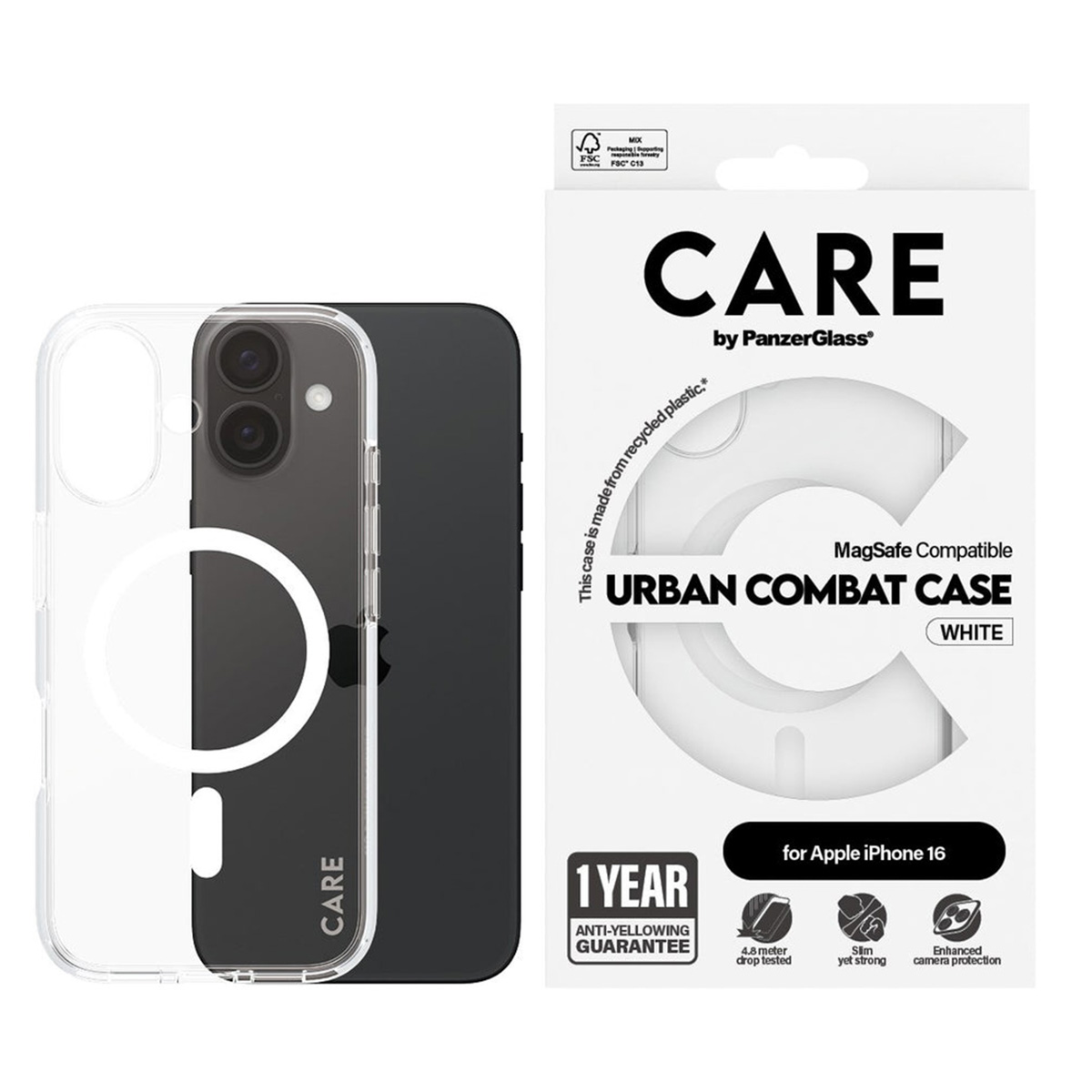 CARE by PanzerGlass Urban Combat Case MagSafe Apple iPhone 16 - White - Afbeelding 3