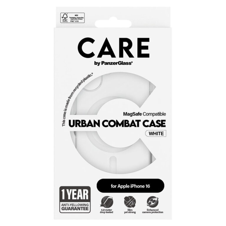 CARE by PanzerGlass Urban Combat Case MagSafe Apple iPhone 16 - Transparant / Wit - Afbeelding 2