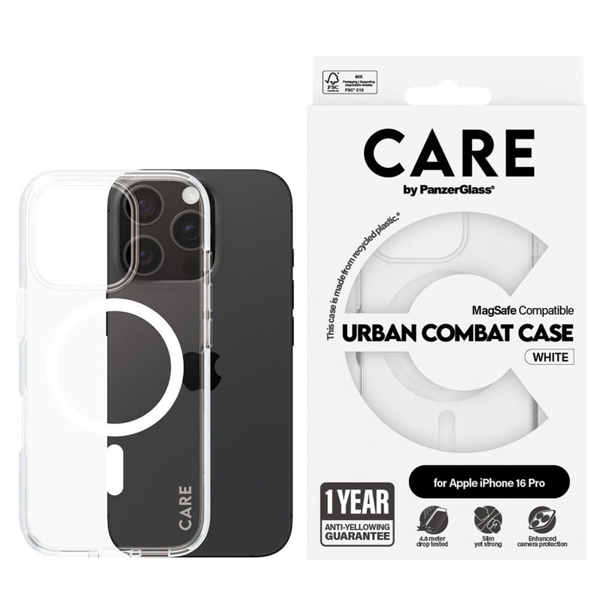 CARE by PanzerGlass Urban Combat Case MagSafe Apple iPhone 16 Pro - White - Afbeelding 3
