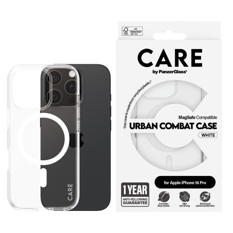 CARE by PanzerGlass Urban Combat Case MagSafe Apple iPhone 16 Pro - Transparant / Wit - Afbeelding 4