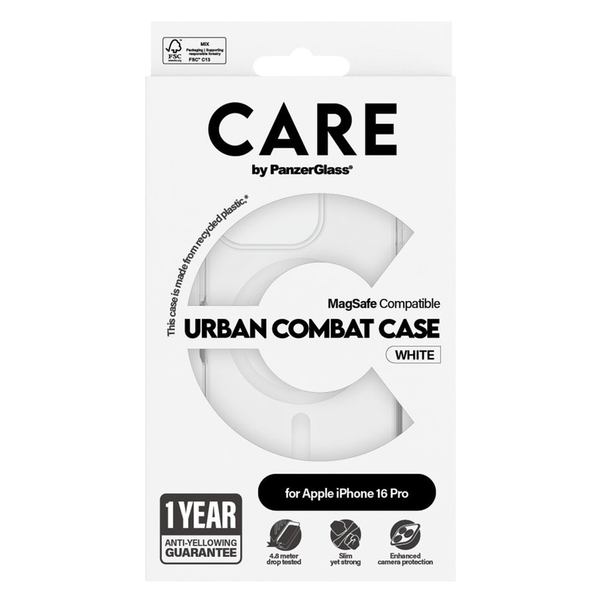 CARE by PanzerGlass Urban Combat Case MagSafe Apple iPhone 16 Pro - White - Afbeelding 4