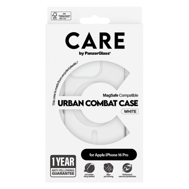 CARE by PanzerGlass Urban Combat Case MagSafe Apple iPhone 16 Pro - Transparant / Wit - Afbeelding 2