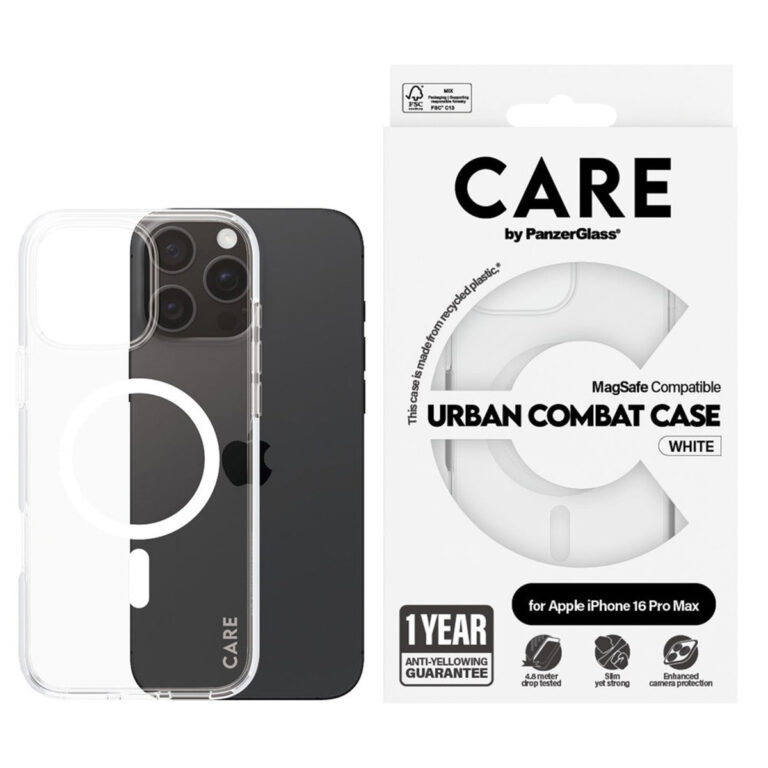 CARE by PanzerGlass Urban Combat Case MagSafe Apple iPhone 16 Pro Max - Transparant / Wit - Afbeelding 2