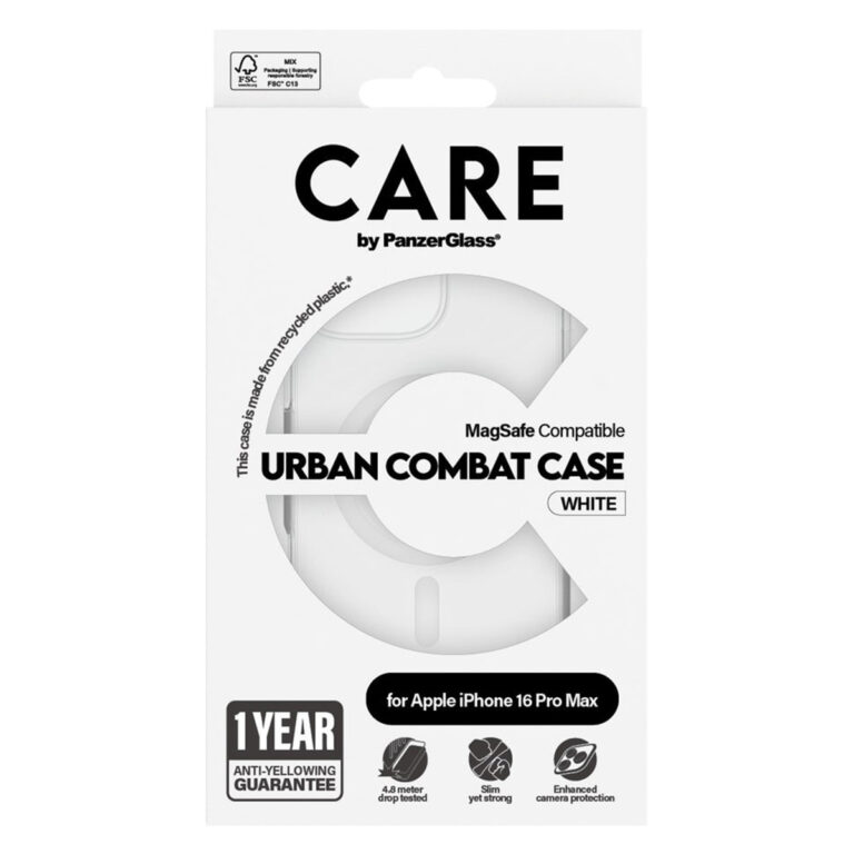 CARE by PanzerGlass Urban Combat Case MagSafe Apple iPhone 16 Pro Max - Transparant / Wit - Afbeelding 3