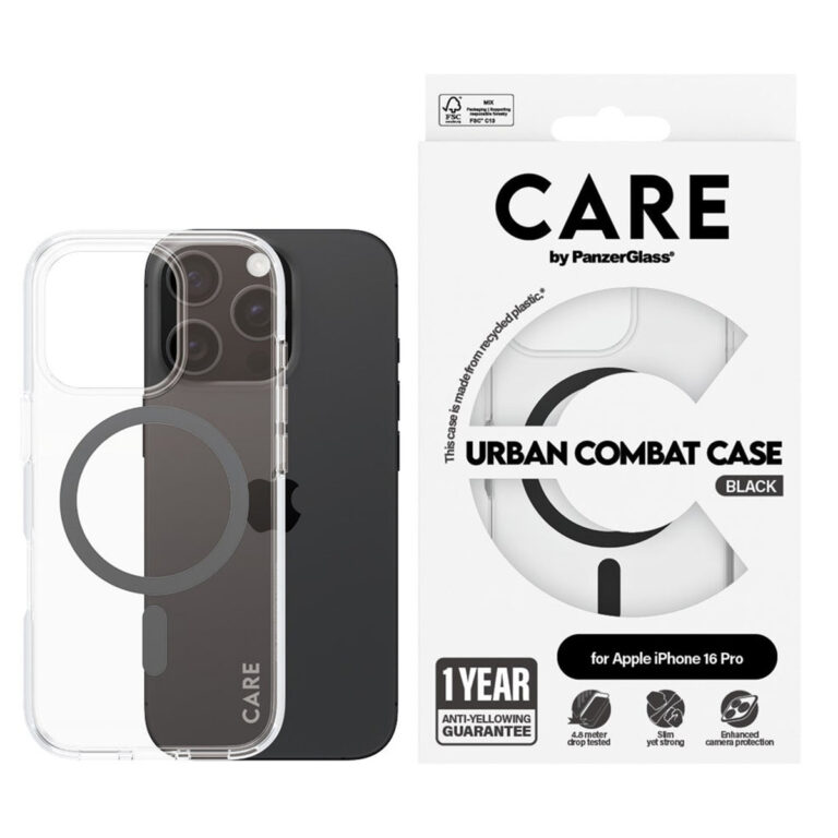 CARE by PanzerGlass Urban Combat Case MagSafe Apple iPhone 16 Pro - Transparant / Zwart - Afbeelding 4