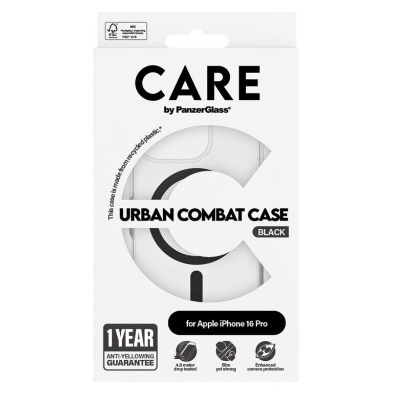 CARE by PanzerGlass Urban Combat Case MagSafe Apple iPhone 16 Pro - Transparant / Zwart - Afbeelding 3