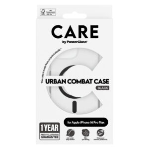 CARE by PanzerGlass Urban Combat Case MagSafe Apple iPhone 16 Pro Max - Transparant / Zwart
