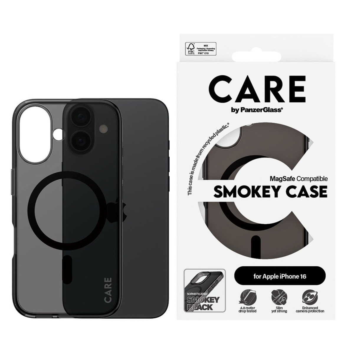CARE by PanzerGlass Smokey Urban Combat Case MagSafe Apple iPhone 16 - Smokey - Afbeelding 3