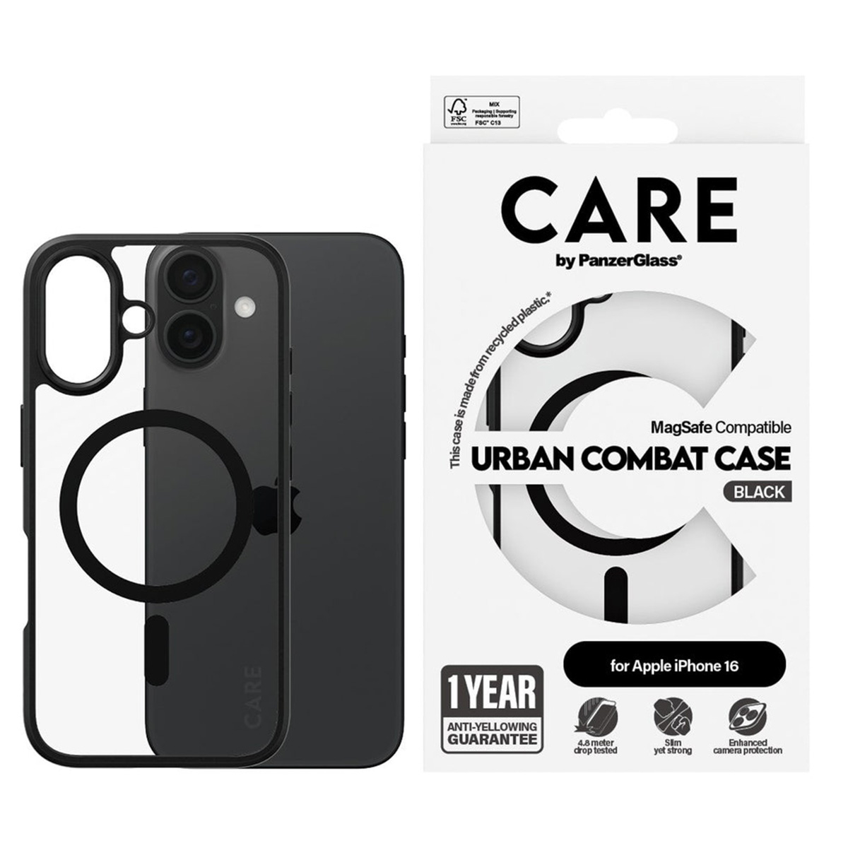 CARE by PanzerGlass Urban Combat Case MagSafe Apple iPhone 16 - Urban Combat Black - Afbeelding 3