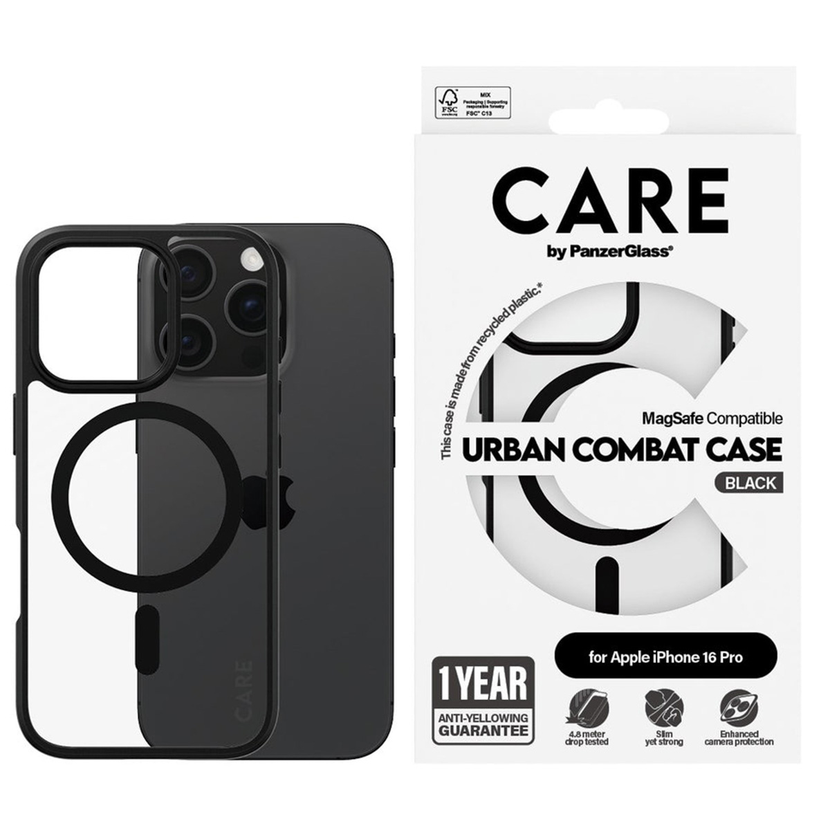 CARE by PanzerGlass Urban Combat Case MagSafe Apple iPhone 16 Pro - Urban Combat Black - Afbeelding 3