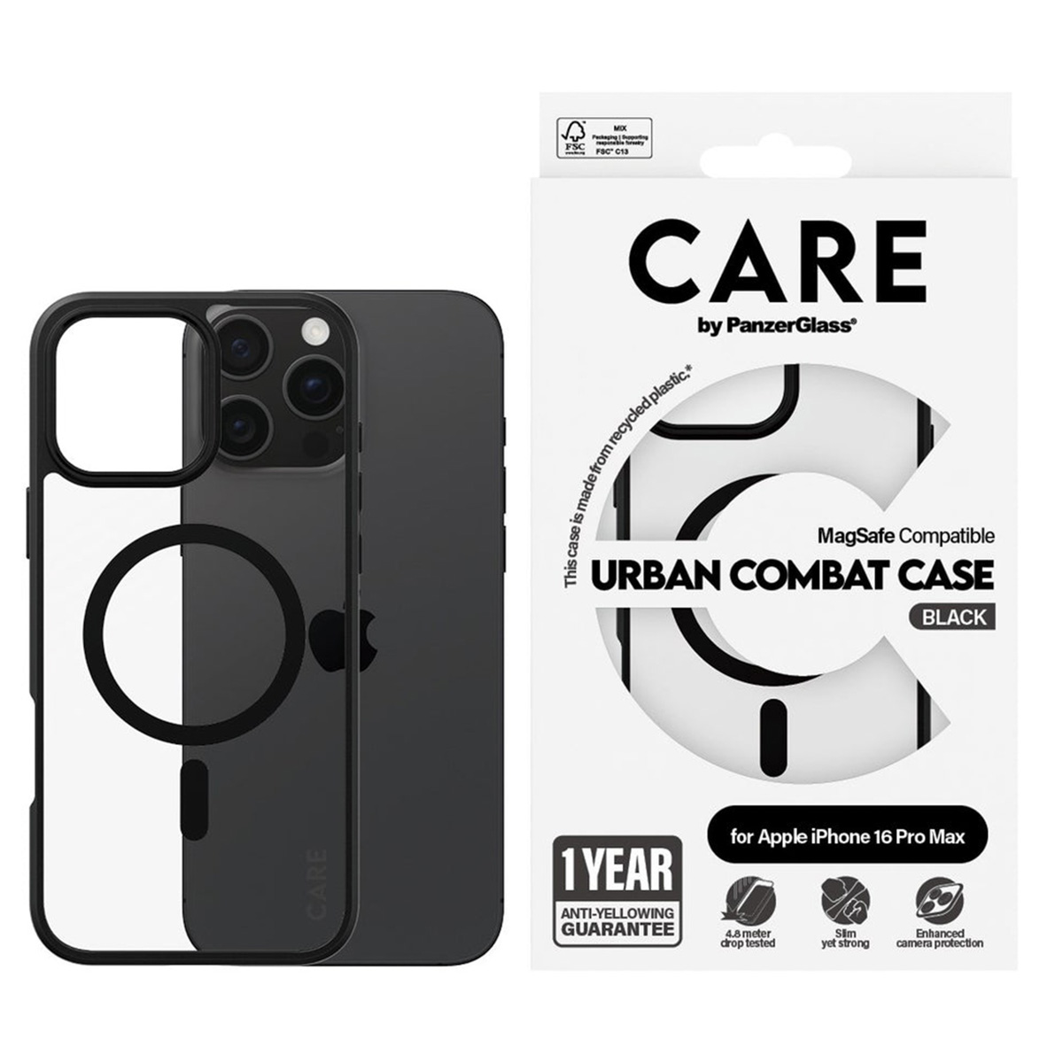 CARE by PanzerGlass Urban Combat Case MagSafe Apple iPhone 16 Pro Max - Urban Combat Black - Afbeelding 3