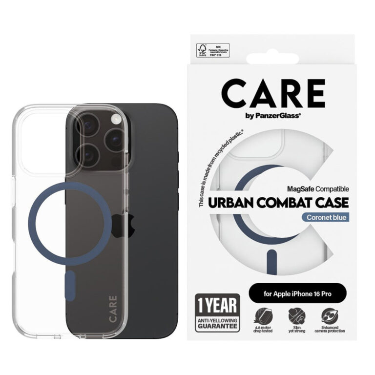 CARE by PanzerGlass Urban Combat Case MagSafe Apple iPhone 16 Pro- Transparant / Blauw - Afbeelding 4