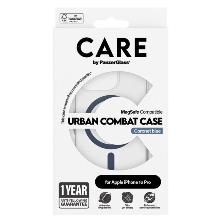 CARE by PanzerGlass Urban Combat Case MagSafe Apple iPhone 16 Pro- Transparant / Blauw - Afbeelding 2
