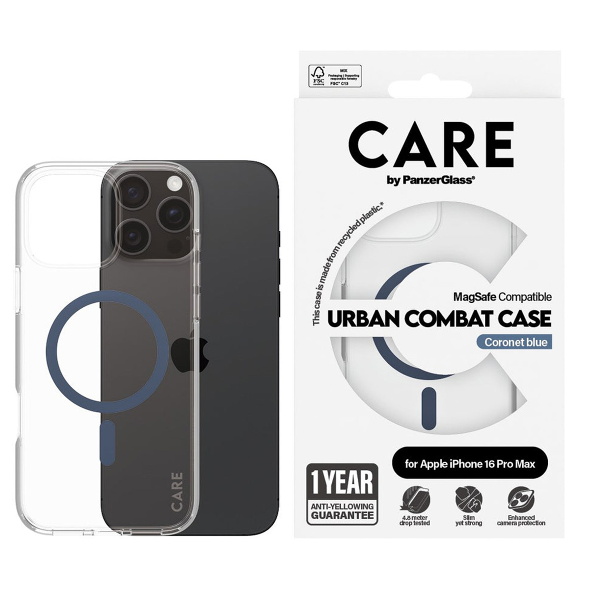CARE by PanzerGlass Urban Combat Case MagSafe Apple iPhone 16 Pro Max - Blue - Afbeelding 3