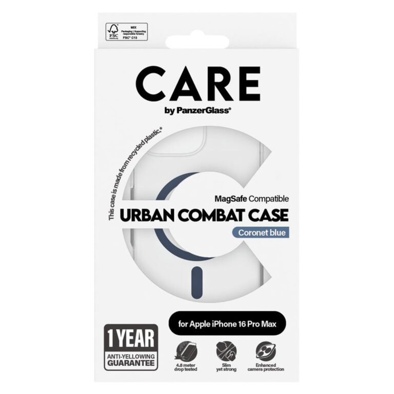 CARE by PanzerGlass Urban Combat Case MagSafe Apple iPhone 16 Pro Max - Transparant / Blauw - Afbeelding 3