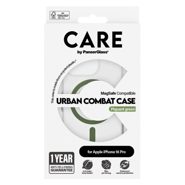 CARE by PanzerGlass Urban Combat Case MagSafe Apple iPhone 16 Pro - Transparant / Groen - Afbeelding 2