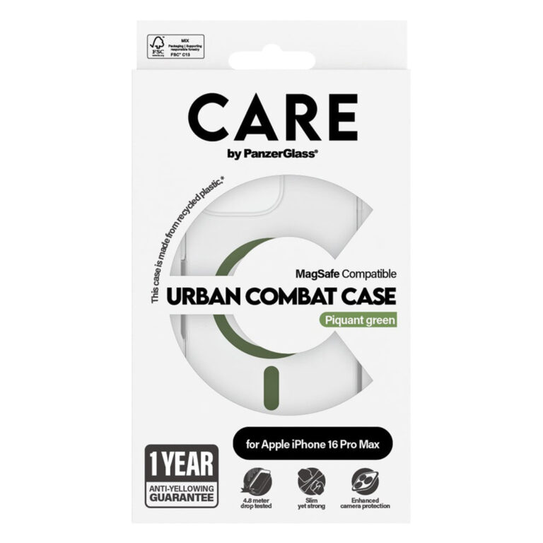 CARE by PanzerGlass Urban Combat Case MagSafe Apple iPhone 16 Pro Max - Transparant / Groen - Afbeelding 2