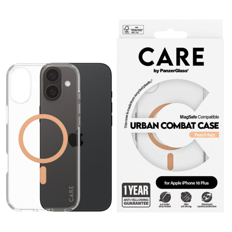 CARE by PanzerGlass Urban Combat Case MagSafe Apple iPhone 16 Plus - Transparant / Peach - Afbeelding 4