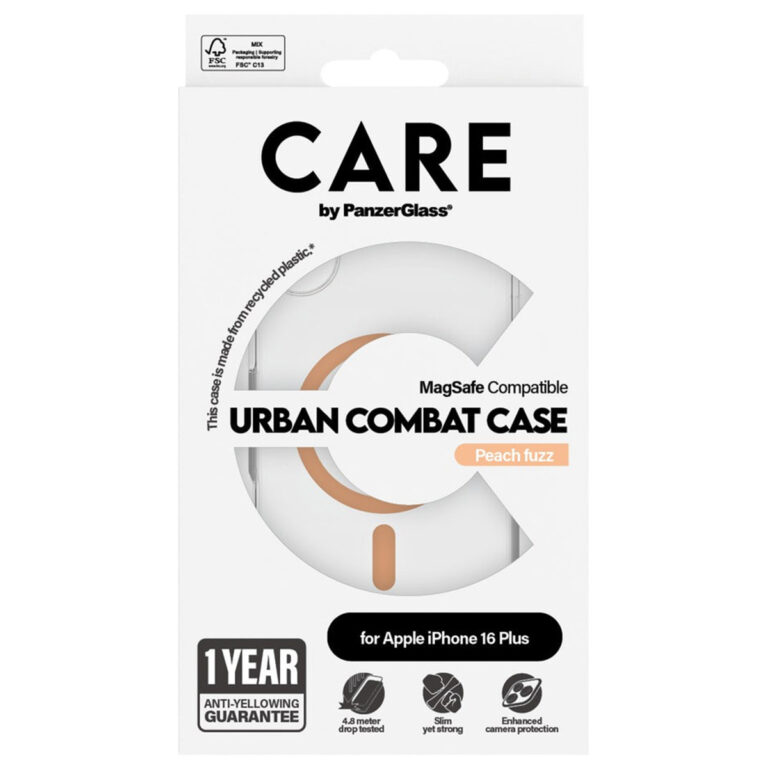 CARE by PanzerGlass Urban Combat Case MagSafe Apple iPhone 16 Plus - Transparant / Peach - Afbeelding 2