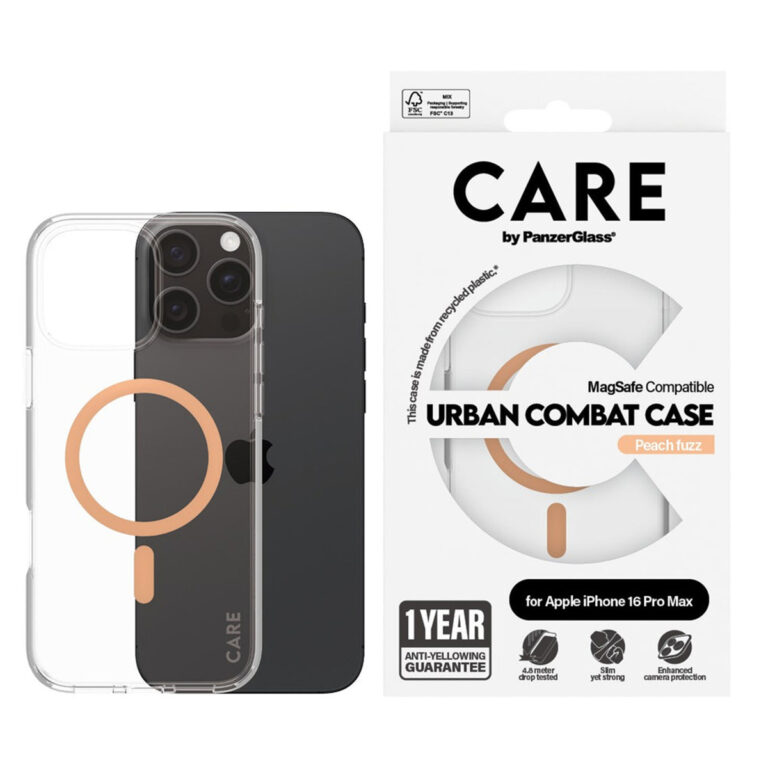 CARE by PanzerGlass Urban Combat Case MagSafe Apple iPhone 16 Pro Max - Transparant / Peach - Afbeelding 4
