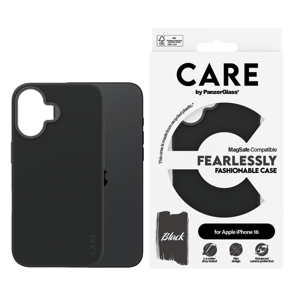 CARE by PanzerGlass Fashion Backcover MagSafe Apple iPhone 16 - Zwart - Afbeelding 3