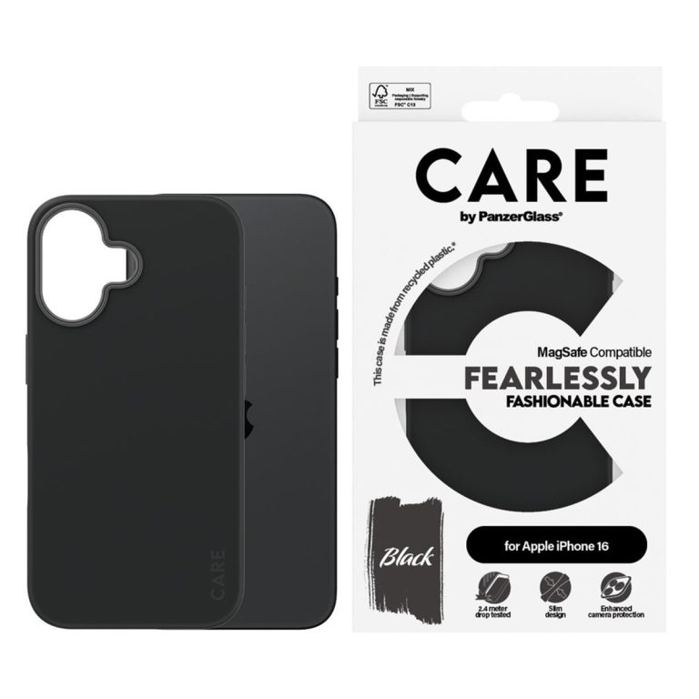 CARE by PanzerGlass Fashion Backcover MagSafe Apple iPhone 16 - Zwart - Afbeelding 4