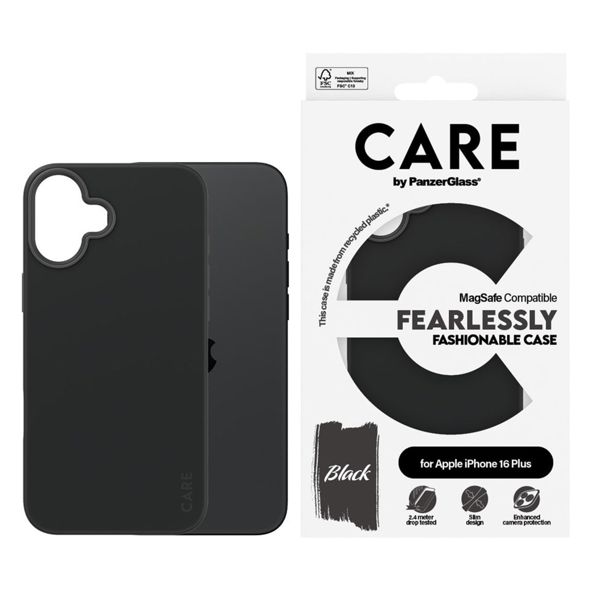 CARE by PanzerGlass Fashion Backcover MagSafe Apple iPhone 16 Plus - Zwart - Afbeelding 3