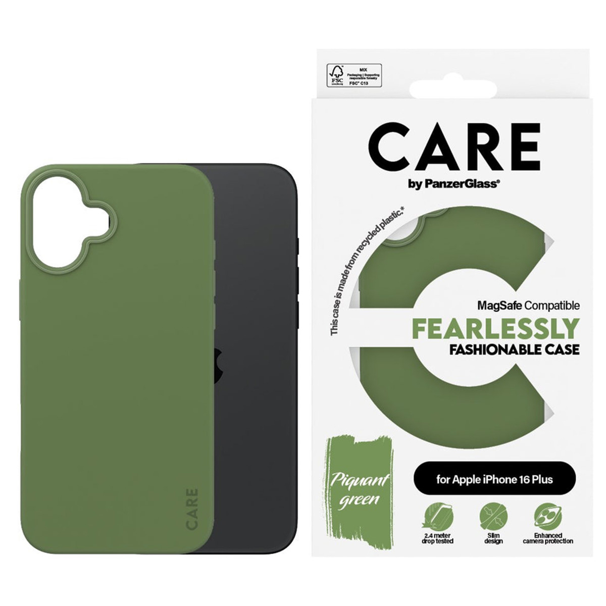CARE by PanzerGlass Fashion Backcover MagSafe Apple iPhone 16 Plus - Green - Afbeelding 3