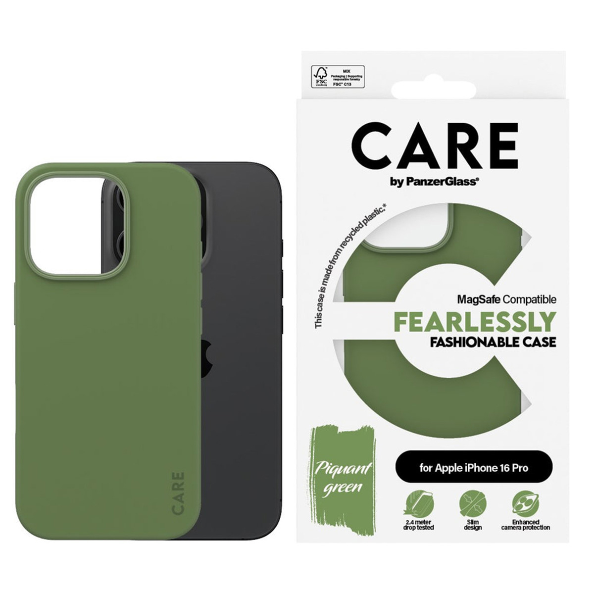 CARE by PanzerGlass Fashion Backcover MagSafe Apple iPhone 16 Pro - Green - Afbeelding 3