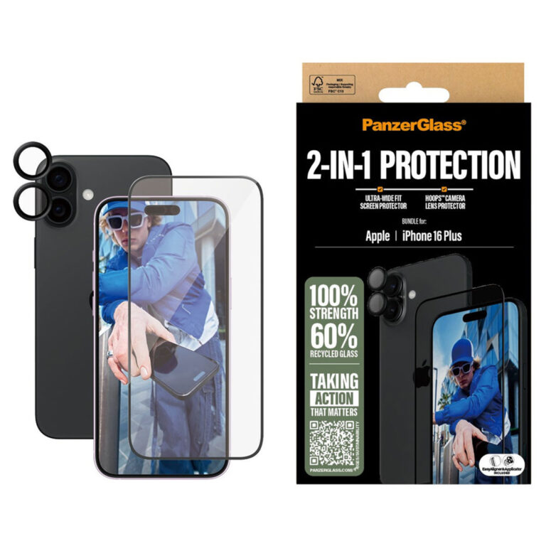 PanzerGlass 2 in 1 pack - Ultra-Wide Fit Anti-Bacterial Screenprotector incl. applicator + Camera Protector Apple iPhone 16 Plus - Afbeelding 4