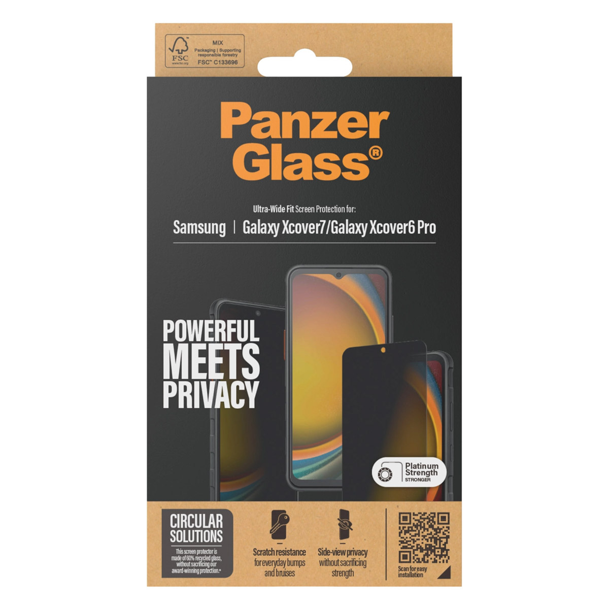 PanzerGlass Privacy Ultra-Wide Fit Anti-Bacterial Screenprotector incl. applicator Samsung Galaxy Xcover 7 / 6 Pro - Afbeelding 4