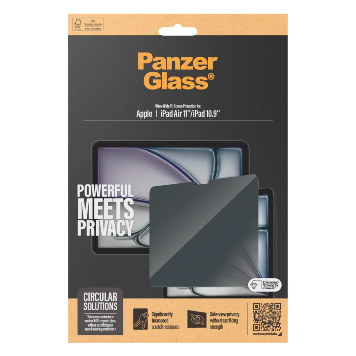 PanzerGlass Privacy Screenprotector Ultra-Wide Fit Apple iPad Air 11 inch (2025) M3 / (2024) M2 / iPad 11 (2025) A16 / iPad 10 (2022)