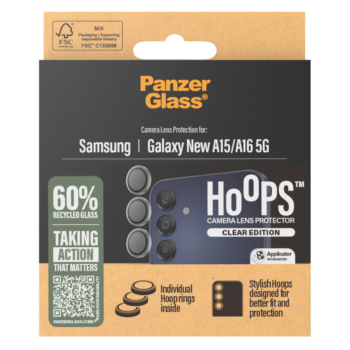 PanzerGlass Camera Protector Hoops Samsung Galaxy A16 4G/5G – Transparant