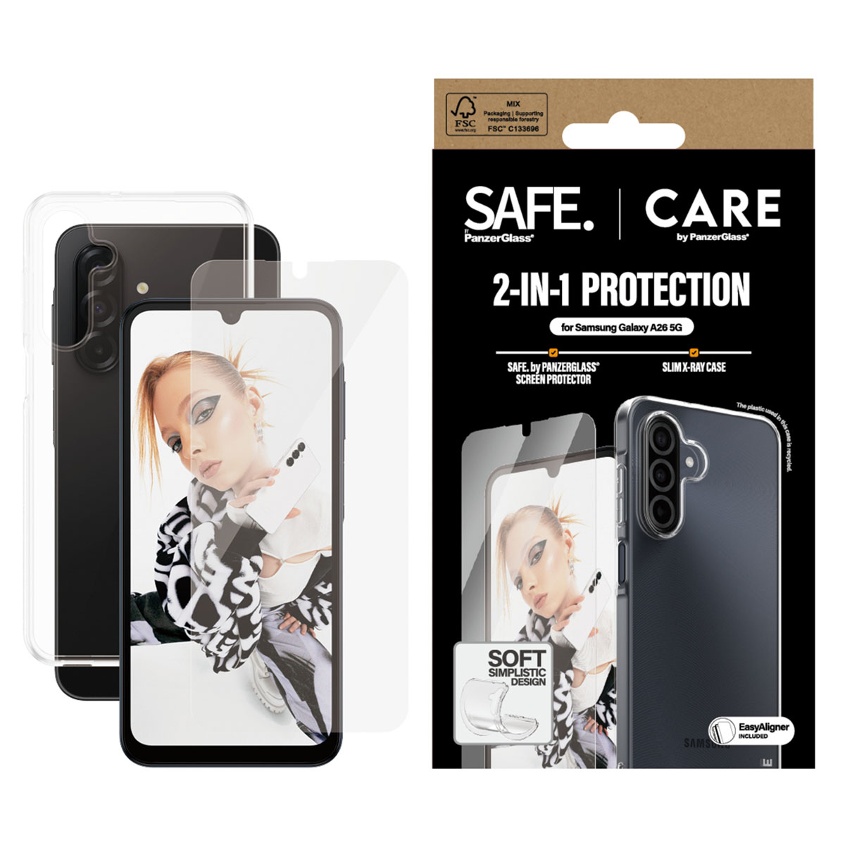 CARE by PanzerGlass Fashion Backcover XR + Ultra-Wide Fit Screenprotector incl. applicator Samsung Galaxy A26 - Transparant - Afbeelding 4