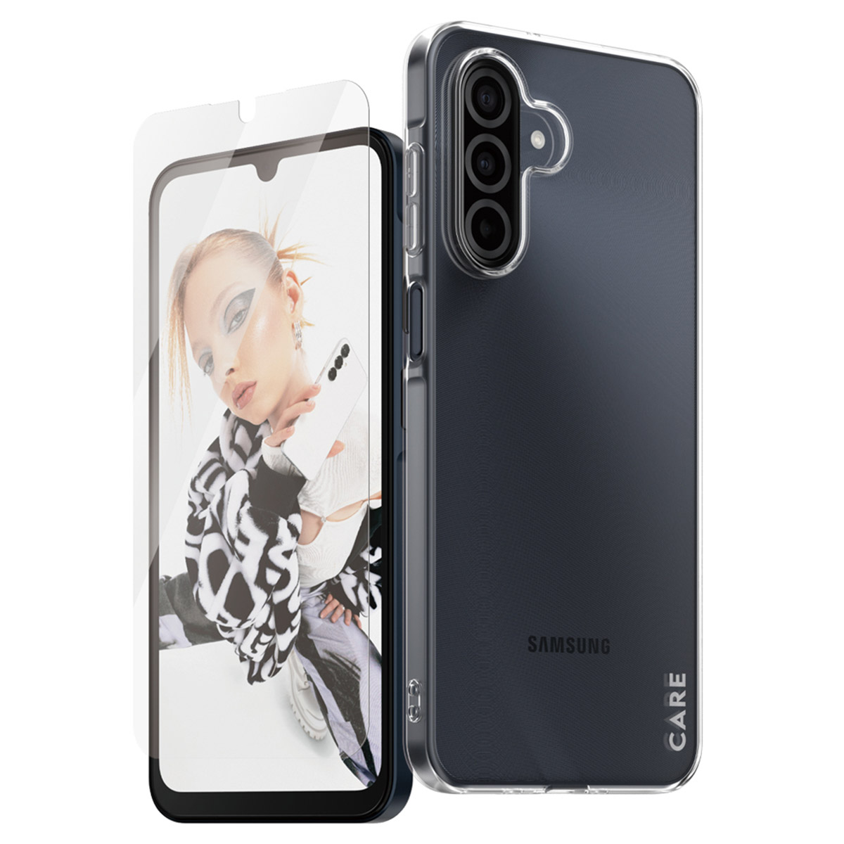 CARE by PanzerGlass Fashion Backcover XR + Ultra-Wide Fit Screenprotector incl. applicator Samsung Galaxy A26 – Transparant