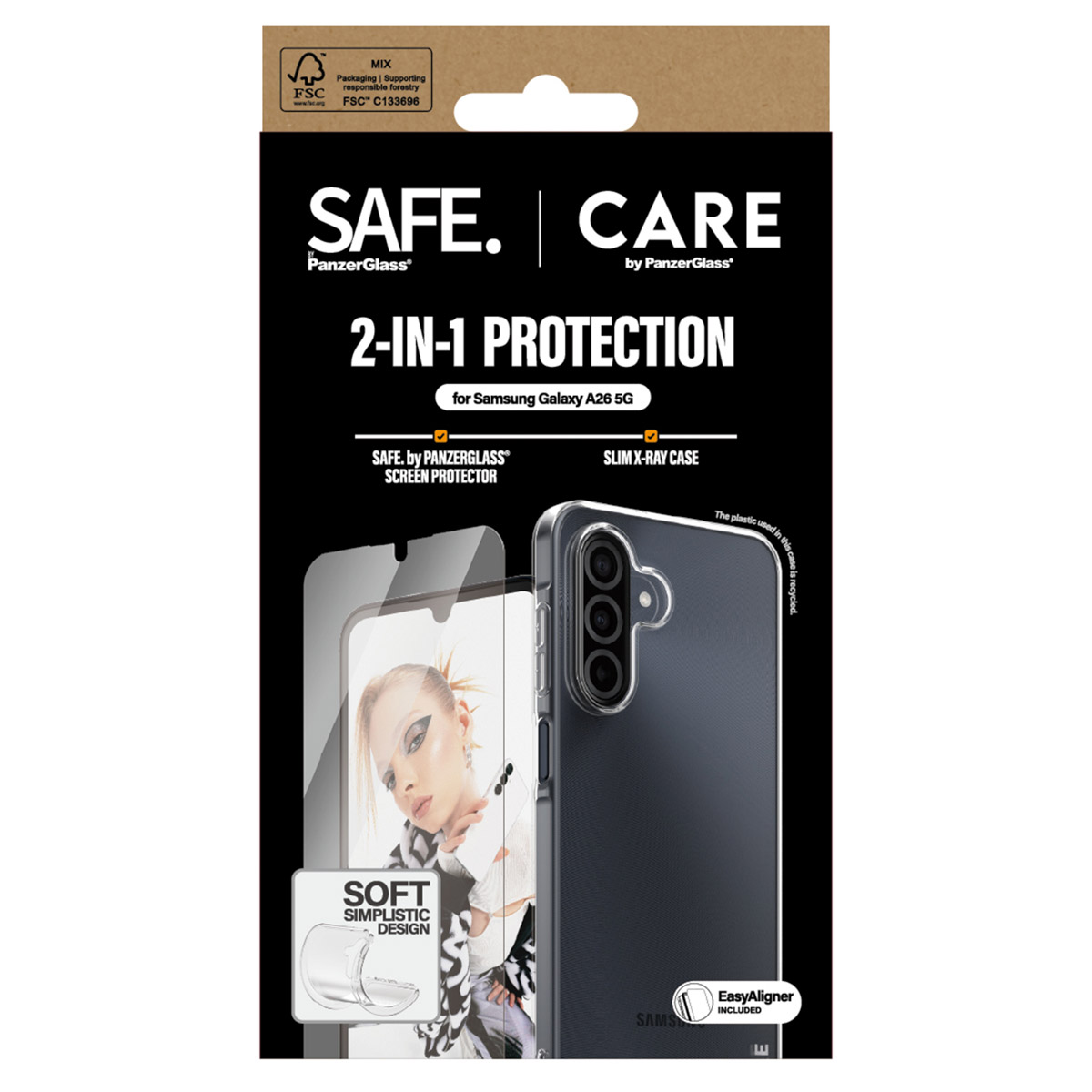CARE by PanzerGlass Fashion Backcover XR + Ultra-Wide Fit Screenprotector incl. applicator Samsung Galaxy A26 – Transparant
