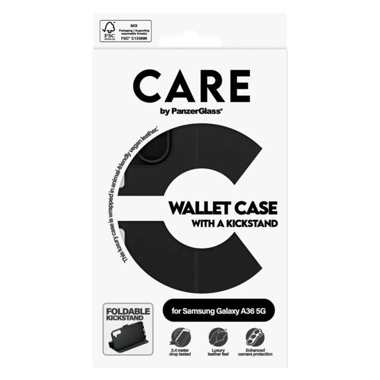 CARE by PanzerGlass Feature Wallet Case w. Kickstand Samsung Galaxy A36 - Zwart - Afbeelding 3